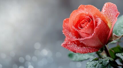 Red Rose with Water Droplets
