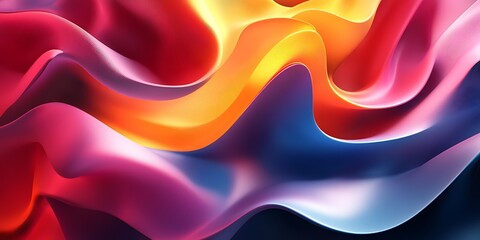 Obraz premium Abstract vibrant multicolored flowing waves, dynamic curves and swirls.