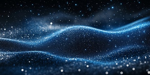 Dark blue gray white black glowing grainy background, abstract light wave noisy texture banner header cover design, Generative AI