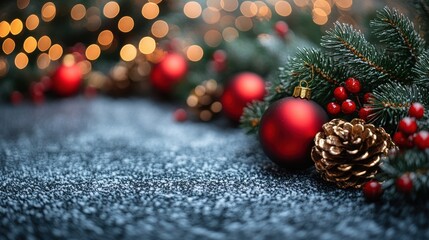 christmas background with colorful baubles on white wooden background top view with copy space