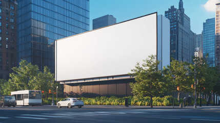 Outdoor street sidewalk vertical billboard mockup with white blank screen. Realistic vector 3d illustration set of front and side view on urban empty interactive commercial digital light box template.