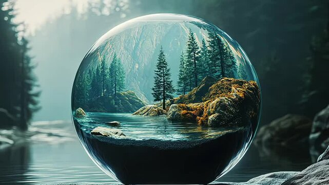 stormy seas and nature in glass. with details subtly incorporated into the glossy glass 3d