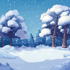 winter landscape with trees and snow