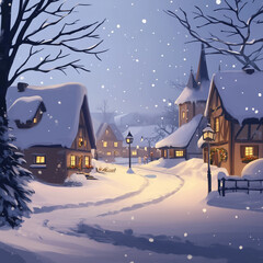 winter landscape with houses christmas snow xmas