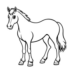 Coloring page for kids animal Horse, Vector illustration.