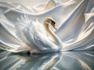 Obraz premium Elegant White Silk Background, Action Shot Photography: Smooth Fabric Drape, Dynamic Movement