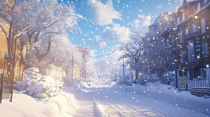 winter landscape with trees and snow