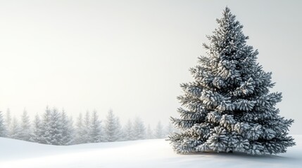 Fototapeta premium christmas tree on white background with copy space digital illustration