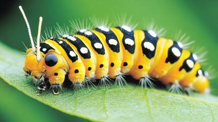 Fototapeta premium yellow caterpillar on a leaf