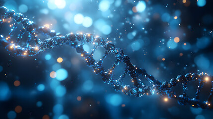 stunning 3D representation of DNA strand with glowing elements