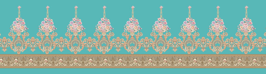 Seamless Paisley Indian Silky boder Abstract boder