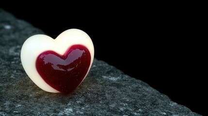 Obraz premium Heart-Shaped Candle on Stone Surface with Dark Background
