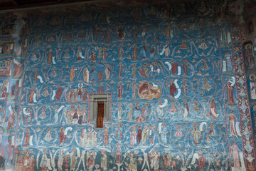 Romania Sucevita Monastery on a cloudy summer day