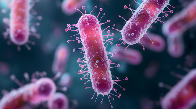 Cinematic portrayal of Haloarchaea microbe in vibrant colors