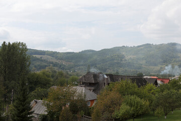 Fototapeta premium Romania Barsana Monastery on a cloudy summer day