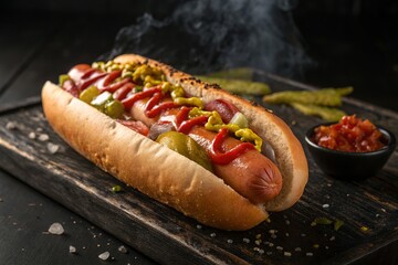 hot dog with ketchup