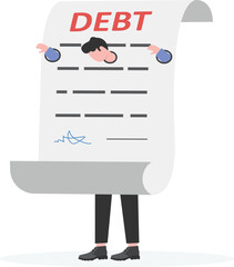 Businessman surrounded by debt

