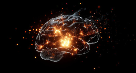 A realistic illustration depicting the brain with neurons firing and glowing, representing memory through nervous system activity in an animated style.