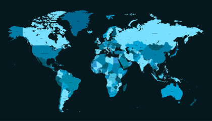 Fototapeta premium World map. Color modern vector map. Silhouette map.