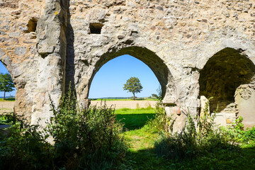 View of the old ruins of Schaaken Monastery. Benedictine monastery near Lichtenfels.
