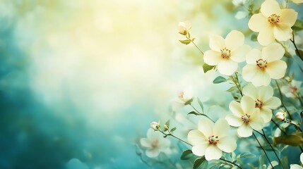 Delicate Pale Yellow Flowers Blossom in Springtime