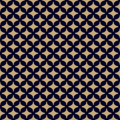 Simple black and gold abstract seamless pattern. Vector geometric texture with repeated elements, curved shapes, grid, mesh, lattice. Golden luxury background. Geo design for decor, wallpaper, textile