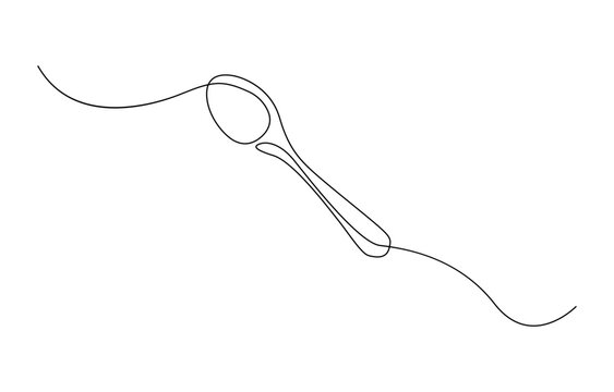 recommend clip art: Spoon fork place mat one line drawing continuous, One line art illustration of knife and fork isolated on white background, Serving spoon, Icon, Vector drawing, One line art, A simple drawing.