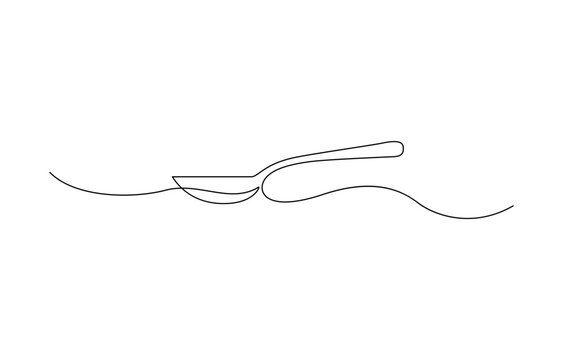 recommend clip art: Spoon fork place mat one line drawing continuous, One line art illustration of knife and fork isolated on white background, Serving spoon, Icon, Vector drawing, One line art, A simple drawing.