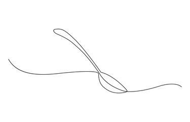 Obraz premium Spoon fork place mat one line drawing continuous, One line art illustration of knife and fork isolated on white background, Serving spoon, Icon, Vector drawing, One line art, A simple drawing.