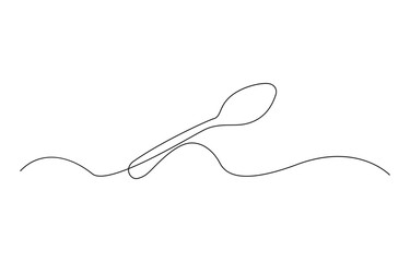 Spoon fork place mat one line drawing continuous, One line art illustration of knife and fork isolated on white background, Serving spoon, Icon, Vector drawing, One line art, A simple drawing.