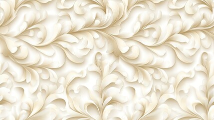 Seamless pattern features intricate damask motifs in pale cream color, radiating sophistication and a classic aesthetic appeal SEAMLESS PATTERN
