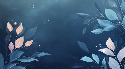 Abstract Blue And Peach Floral Artwork Design