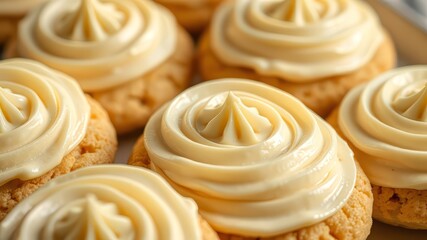Fototapeta premium Buttery Vanilla Cream Cookies - Delicious Dessert Photography
