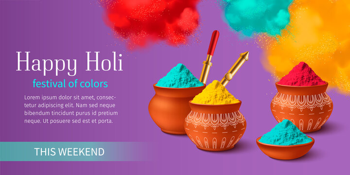 Happy Holi Celebration with Colorful Powders