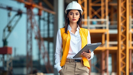 Confident Female Site Supervisor A Portrait of Leadership