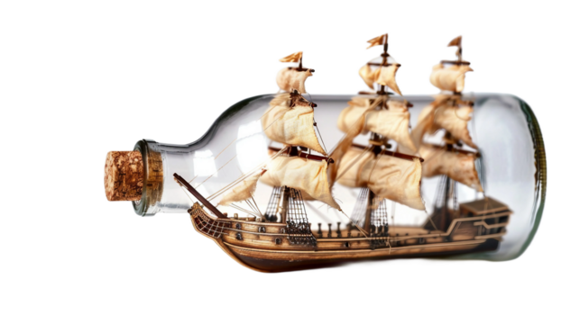 Intricate Frigate Model on transparent background PNG.