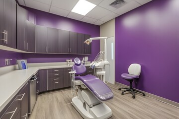 A dental office with purple theme