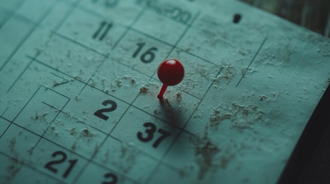 Marked Calendar Date with Red Pin