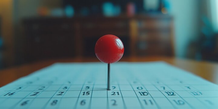 Marked Calendar Date with Red Pin