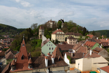 Romania Sighisoara city view on a cloudy summer day
