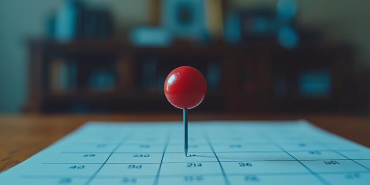 Marked Calendar Date with Red Pin