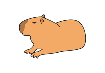 Relaxing capybara cartoon PNG. Largest living rodent, from South America. Transparent background