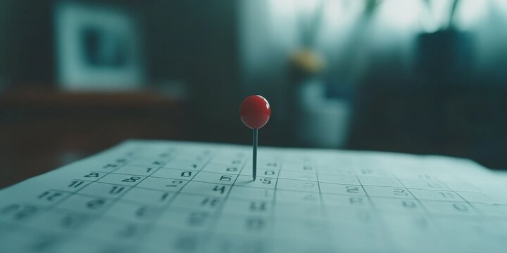 Marked Calendar Date with Red Pin