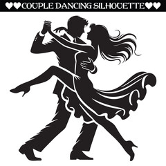Dancing couple silhouette vector illustration design