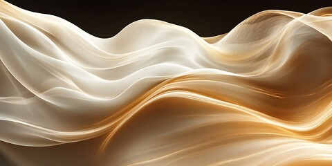 Obraz premium Abstract flowing fabric in beige and gold tones.
