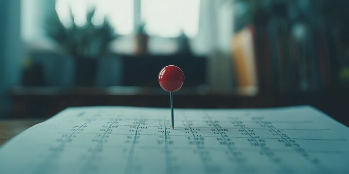 Marked Calendar Date with Red Pin