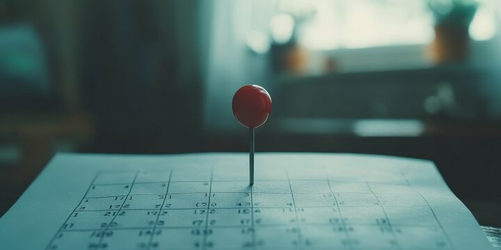 Marked Calendar Date with Red Pin