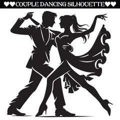 Dancing couple silhouette vector illustration design