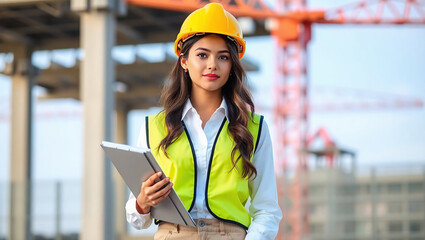 Confident Female Site Supervisor A Portrait of Leadership
