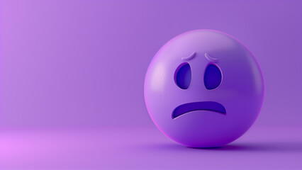 Fototapeta premium worried purple emoji on purple background